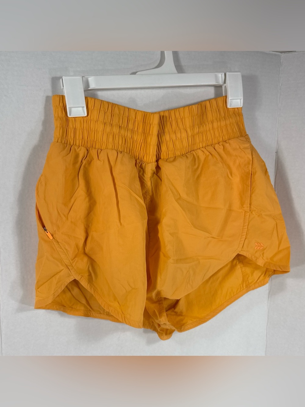 Women's Orange Athletic Shorts with Smocked Waist